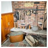 (23PC) COPPER WASH BOILER & BED WARMER LOT | Great Country Copper, Brass and Iron Collection Include