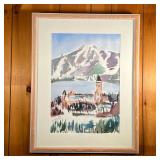 RICHARD SIEGEL WATERCOLOR | The lake tower Richard B Siegel of MA Watercolor of Tower. Signed and da