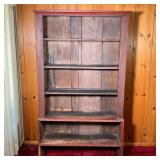 PRIMITIVE CUPBOARD IN RED PAINT | Open Country Cupboard in old dark red paint. One piece Pine constr