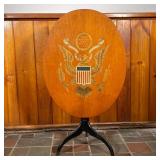 HITCHCOCK TILT TOP TABLE W/ EAGLE | “L Hitchcock Hitchcocksville CT” Tilt Top Tea Table with Eagle S