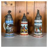 (3PC) GERMAN REGIMENTAL STEINS | Lot Includes: (1) Artillery with Cannon Dated 1908-1909 (1) Bridge 