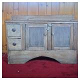 LOW COUNTRY CUPBOARD | 19th C Low Cupboard with two doors and two drawers. Has a matte finish with l
