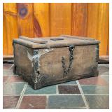 CASH STRONG BOX | 19th C Strong Box with cast iron handle stamped “A M Reid Phill Pa”. 20 Lbs stenci