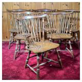 (6PC) PA HOUSE WINDSOR CHAIRS | Set of two arm and four side Maple Brace-back Windsor Chairs, all br