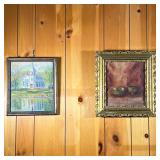 (2PC) H A BARDARD OIL & CHURCH OIL | Two bowls H A Bardard, signed lower right, 19th C oil on canvas