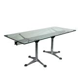 BRUCE BURDICK FOR HERMAN MILLER TABLE | Italian modern glass and aluminum dining table by Bruce Burd