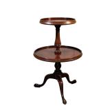 MAHOGANY TWO-TIER DUMBWAITER | 2 tiered round mahogany dumbwaiter table. - h. 37 x dia. 24 in 