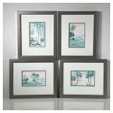 (4PC) WINI SMART (1932-2017) PRINTS | Small pastel prints of oceanside town including a golf course,