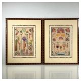 (2PC) PAIR COLORFUL NATIVE PRINTS | Colorful Native American prints depicting headdresses, fans, boa