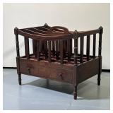 MAGAZINE & BOOK ORGANIZER | Curved slated top with 4 sections for books and magazines with small dra