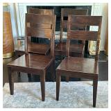 (4PC) LADDER BACK DINING CHAIRS | Dark wood dining chairs. - l. 20 x w. 19.25 x h. 39.5 in 