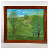 AMERICAN SCHOOL (20TH CENTURY) | “farmland” Oil on canvas 19.25in x 23.25in Showing rolling hills do
