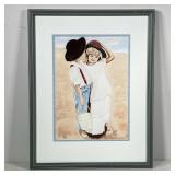 AMERICAN SCHOOL WATERCOLOR | Siblings in the Sand. Watercolor on paper. 9.5in x 13.5in sight. Signed