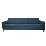ALL MODERN SOFA | Three seat blue upholstered couch by All Modern with chrome legs / feet. 
