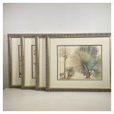 (4PC) PALM TREE & REED PRINTS | Includes 4 separate frame prints showing different palm trees with l