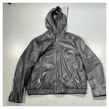 KING BABY STUDIO LEATHER HOODIE | Women’s XXL leather hoodie with drawstring and zipper. 