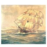 JAMES E. MITCHELL (B. 1925) | Setting Sail. Oil on canvas. 20in x 24 in., stretcher. Showing a 3 mas