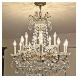 19TH CENTURY 15 LIGHT DROP CRYSTAL CHANDELIER | Originally held candles, chandelier has been electri
