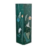 JAPANESE STYLE WOODEN BOX PEDESTAL | Depicting scenes of flowers and birds. - l. 12 x w. 12 x h. 42 
