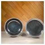 (2PC) 800 SILVER PLATES | Two similar silver plates with raised border, impressed with griffin hallm