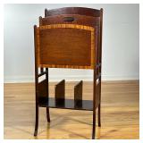 OAK MAGAZINE & BOOK ORGANIZER | 2 tiered magazine organizer with lower bookshelf in 3 sections. - l.