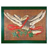 EAGLE PAINTING ON BOARD | “God and Country” Paint on board. 24in x 31in. Showing eagles with wings s