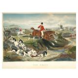 (2PC) FRAMED FOX HUNTING PRINTS | “The Death” and “Full Cry” Lithograph print on paper 9in x 14 in.,