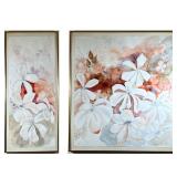 (2PC) FLORAL WATER COLORS | Signed Andrea Ruoff 16 x 36 in., (smaller) - l. 33 x h. 36 in (largest f