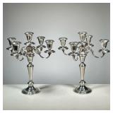 PAIR GORHAM STERLING CANDELABRAS | Adjustable Sterling candlesticks / candelabras. - l. 12 x w. 12 x