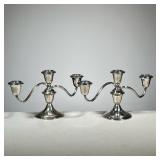 PAIR GORHAM LOW FORM STERLING CANDELABRAS | Threaded - l. 11 x w. 4.5 x h. 5 in 