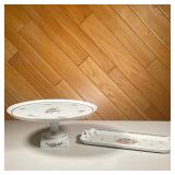 GILT LIMOGES CAKE PLATTER | Elevated gilt Limoges cake platter with gilt border and gilt floral deco