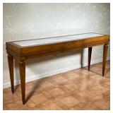 KAMED MARBLE INLAID BREAKFRONT | Gorgeous wooden carved table with an marble inlaid top . - l. 60 x 
