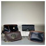 (4PC) SET OF LEATHER HANDBAGS | Four handbags including a small black Calvin Klein shoulder bag, a T