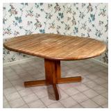 SMALL DINING TABLE | Small wooden circular dining table with pair of leaves (11.5”) - h. 28.5 x dia.