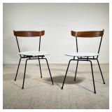 (2PC) MID-CENTURY KITCHEN CHAIRS | Two stylish chairs constructed on a metal frame with curved woode