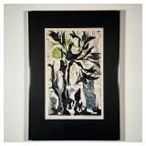 DOROTHY BROWDY KUSHNER WOODCUT PRINT | Colored woodcut titled "Lilies" by Dorothy Browdy Kushner. - 