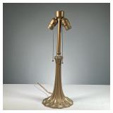 HANDEL-STYLE PAINTED BRONZE LAMP | Bronze table lamp with gold paint. No shade. - h. 20 x dia. 7 in 