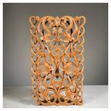 CARVED WOOD WALL HANGING | Intricately carved wooden wall hanging with scrolling acanthus. - w. 9.25