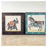 (2PC) PAIR ILLUSTRATIONS | Persian or South Asian miniature paintings in decorative borders. Mixed m