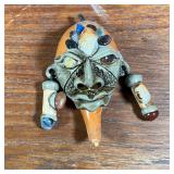 BRAZILIAN CRYSTAL MASK | Small mask made from a hollowed-out gourd, glazed clay, and crystals adorni