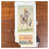 (2PC) MONGOLIAN WATERCOLORS | Two Monoglian watercolor paintings, one depicting a man on a horse, an