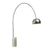 ARCO FLOOR LAMP | Tested functioning, no apparent markings to marble but with fragment of an old pap