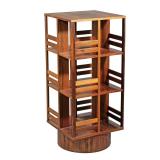 MID-CENTURY WOOD BOOK MILL | l. 19.75 x w. 19.75 x h. 44.5 in