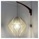 MID-CENTURY SUSPENDED LIGHT FIXTURE | h. 28 x dia. 17 in (as shown suspended)