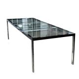 MILO BOUGHMAN FOR DIA CHROME DINING TABLE | Chrome and glass extension dining table; no apparent mar