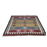 FLAT WOVEN CARPET | Colorful bands of geometric devices - l. 94 x w. 69 in