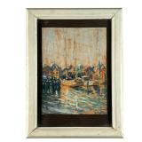K. RAMLET PASTEL DRAWING | Boats in a Harborscape 10.5 x 8 in., sheet Signed lower right - w. 12 x h