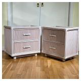 (2PC) RATTAN NIGHT STANDS | l. 22 x w. 15 x h. 22 in