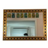 BRONZE AND BLACK WOOD FRAMED MIRROR | Beveled mirror - l. 42.5 x w. 30.5 x h. 2 in