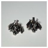 PAIR MEXICAN STERLING GRAPE EARRINGS | 1 in., 11.7g